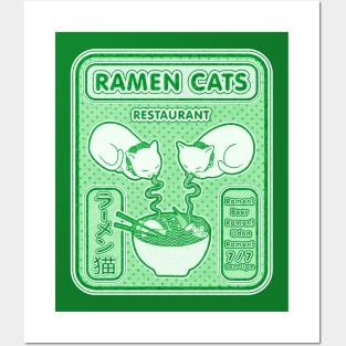 Ramen cats retro vintage japanese style Posters and Art